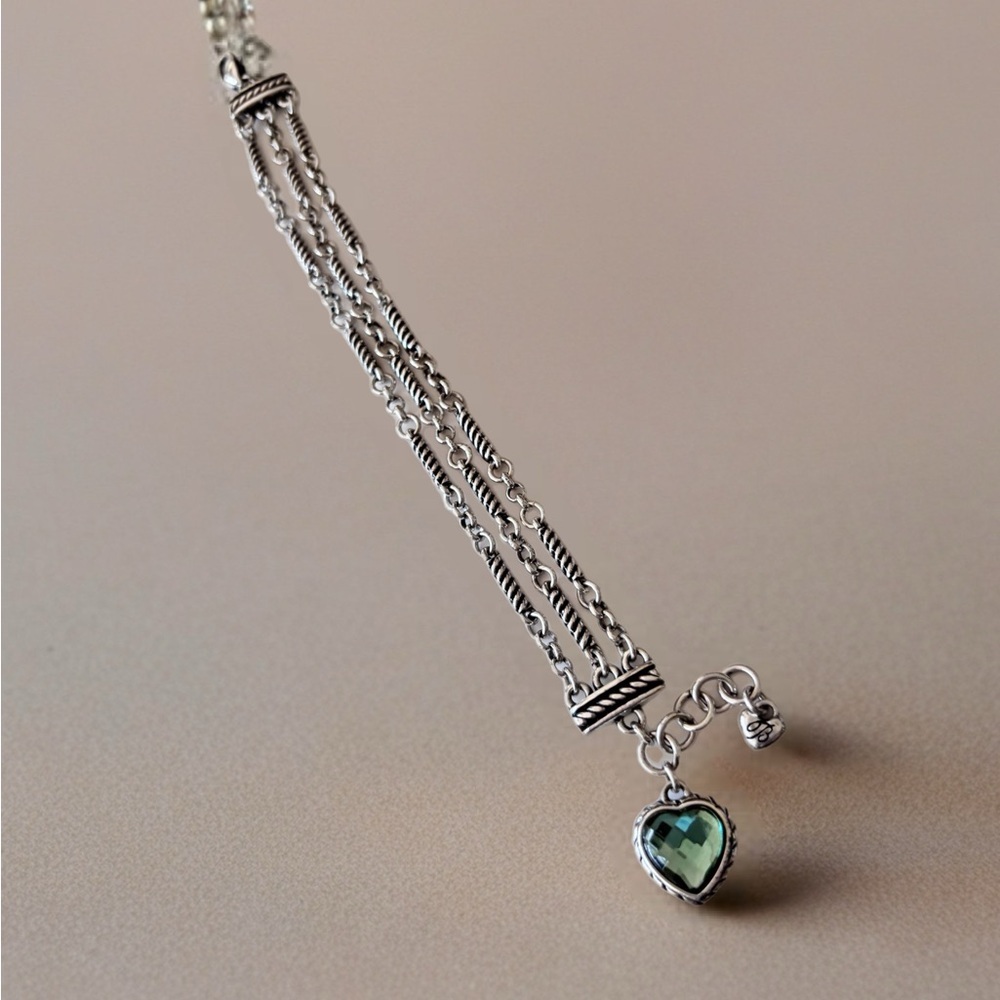 Brighton Newport multi-strand emerald green crystal heart charm bracelet. - Picture 3 of 7